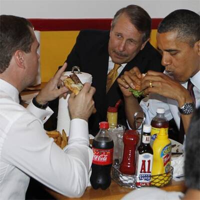 Mit Mr. President beim Burger essen