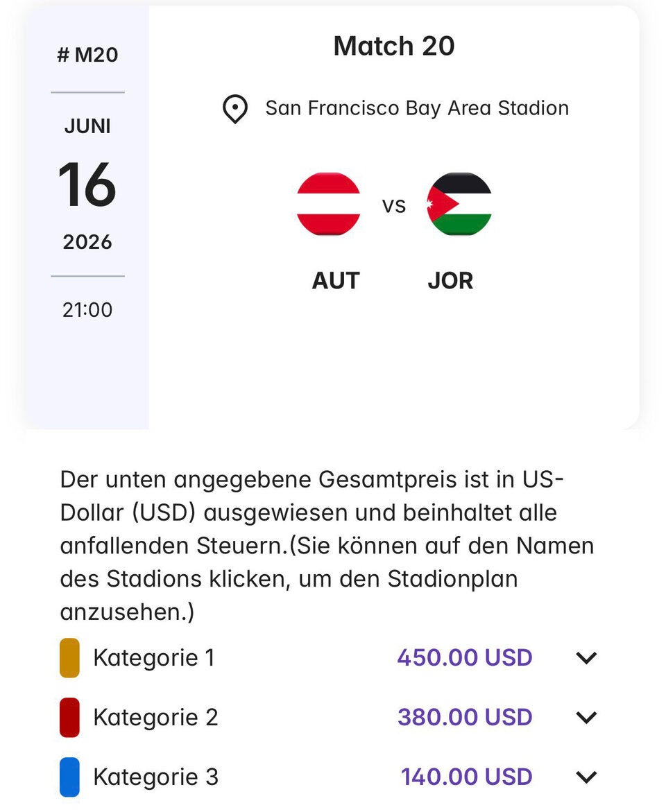 Ticket-Preise WM-Gruppenphase