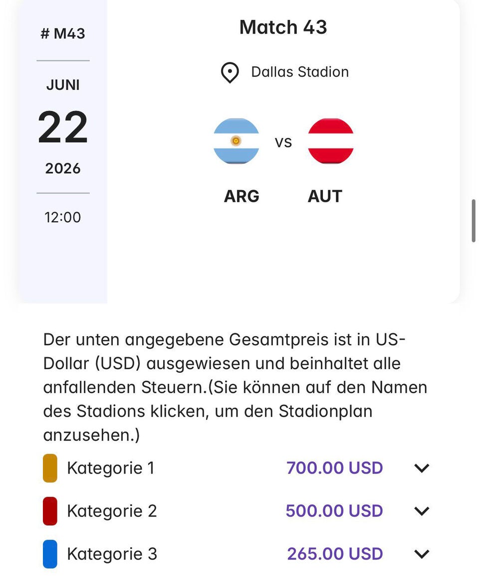 Ticket-Preise WM-Gruppenphase