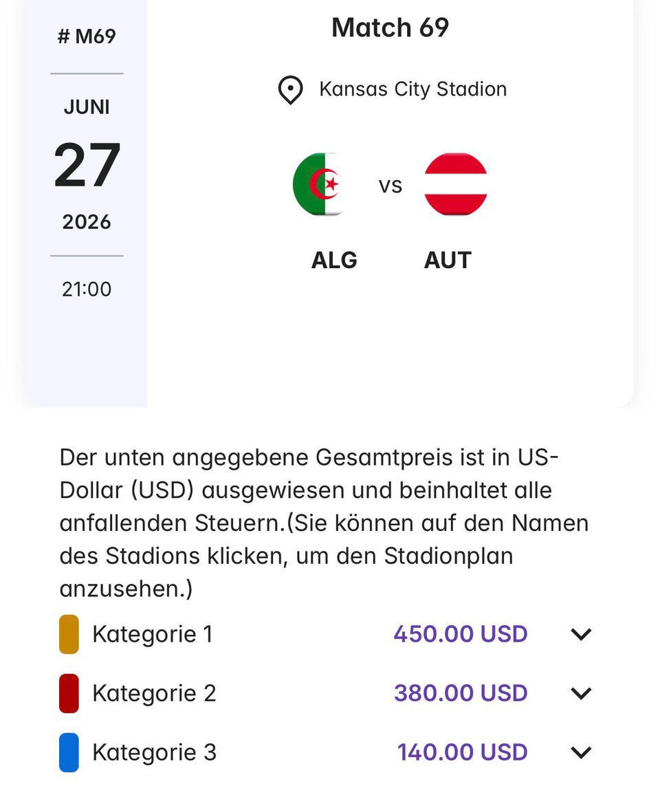 Ticket-Preise WM-Gruppenphase