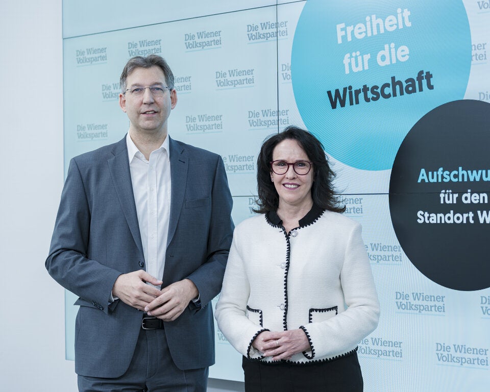ÖVP-Landesparteiobmann Markus Figl und Wirtschaftssprecherin Stadträtin Kasia Greco.
