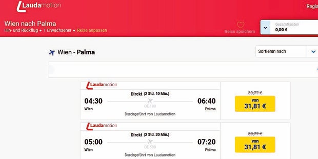 Lauda-Flüge buchbar: Mallorca für 32 €