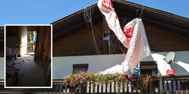 Paragleiter rast in Schlafzimmer