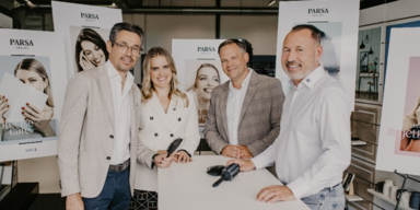 Geschäftsleitung PARSA Beauty (v.l.n.r.) Heiko Hofer, Katharina Abernethy, Marc Wandrey, Frank Hohl.