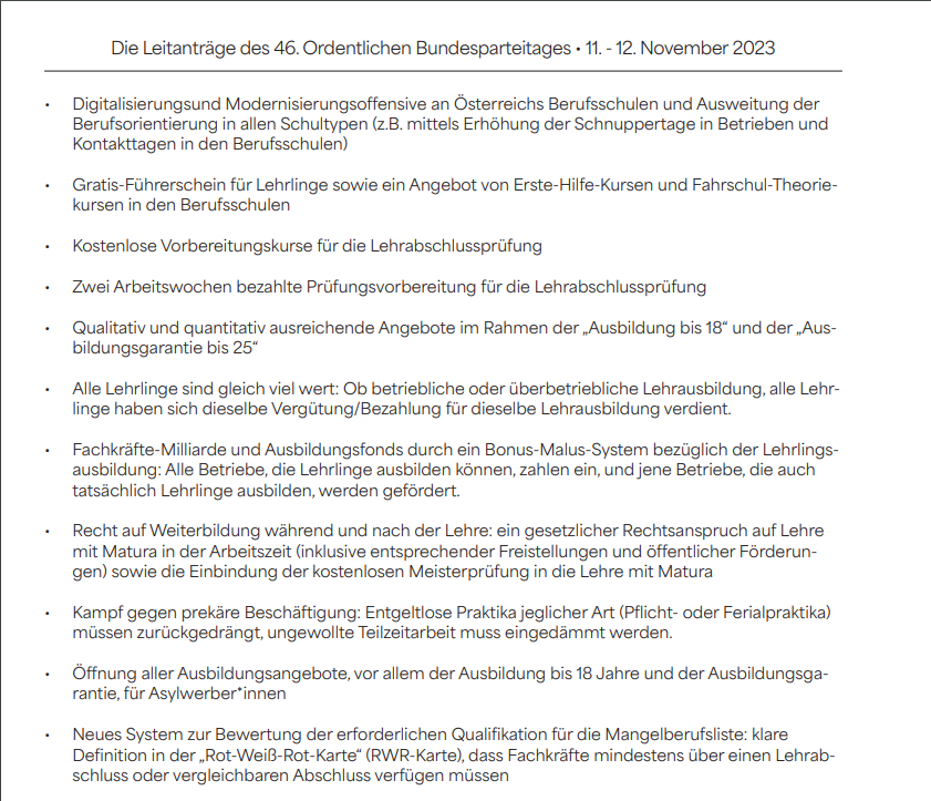 Anträge für den Bundesparteitag der SPÖ