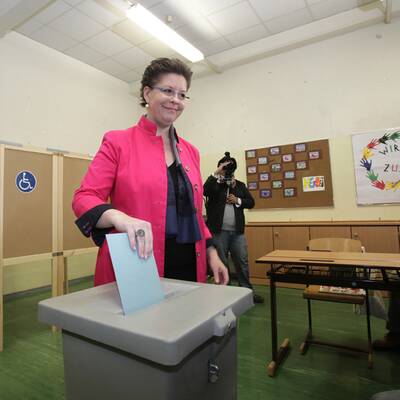 Christine Marek (ÖVP) bei der Stimmabgabe