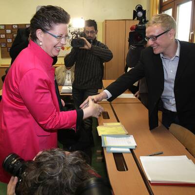 Christine Marek (ÖVP) bei der Stimmabgabe