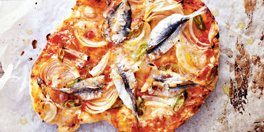Pizza mit Sardinen