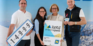 v.l. Nazar Nydza, Gesch&auml;ftsf&uuml;hrer Semmering Hirschenkogel, Veronika Nutz, Gesch&auml;ftsf&uuml;hrerin Hochkar Bergbahnen und &Ouml;tscherlifte Lackenhof,Landeshauptfrau Johanna Mikl-Leitner, Karl Weber, Koordinator ARGE N&Ouml; Bergerlebnispass und Gesch&auml;ftsf&uuml;hrer Annaberger Lifte&nbsp;&nbsp;