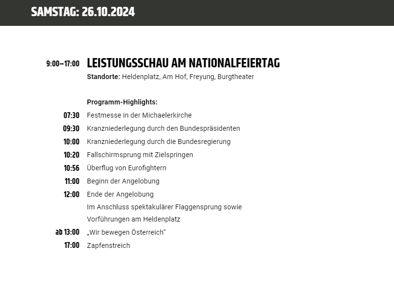 Heldenplatz Lageplan für Leistungsschau Bundesheer