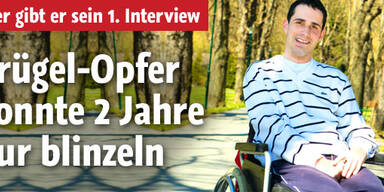 Er konnte
zwei Jahre nur blinzeln