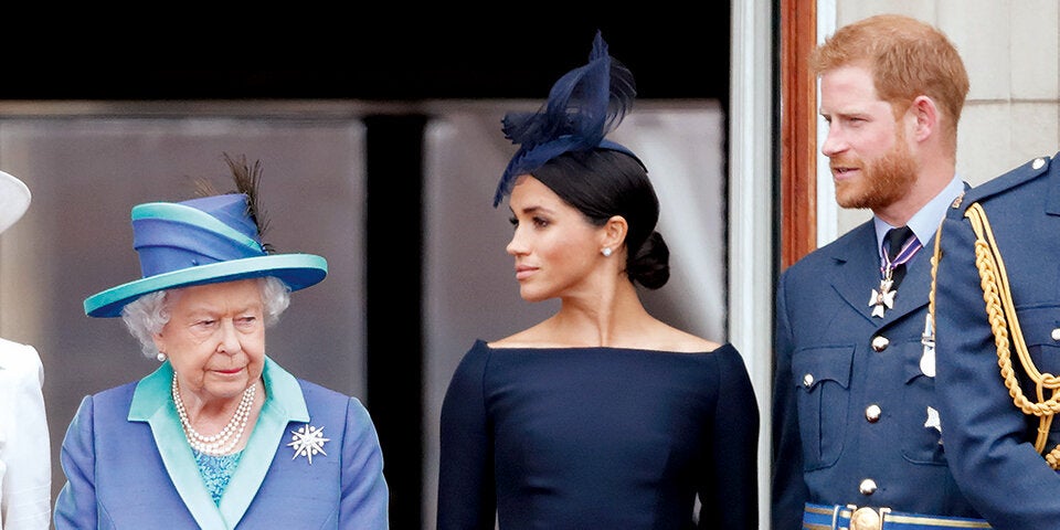Queen Elisabeth II. mit Meghan und Harry