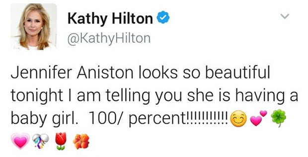 Cathy Hilton twitter über Jennifer Aniston