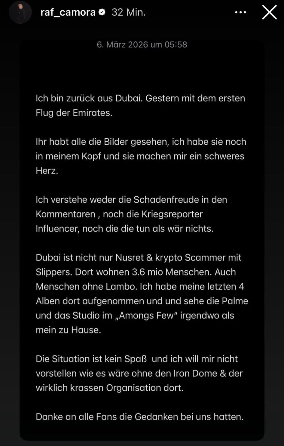 „Schweres Herz!“ RAF Camora konnte endlich Dubai verlassen!