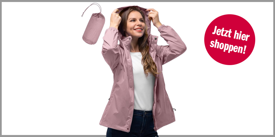 Wasserdichte Regenjacke faltbar, verschiedene Farben – für 40,33 Euro bei Amazon*