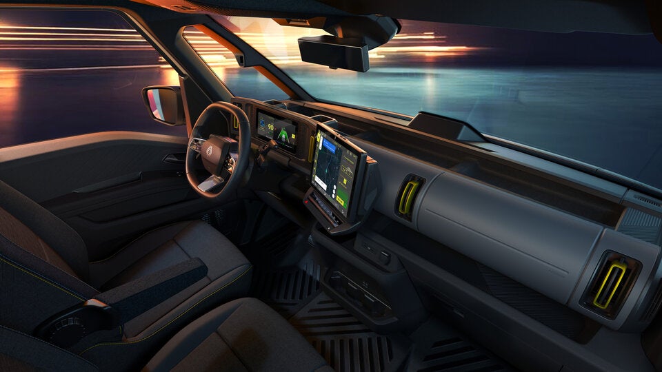 Digital vernetzt und ergonomisch gestaltet – das Fahrerumfeld des E-Trafic verbindet Arbeitsalltag mit modernem Komfort. 