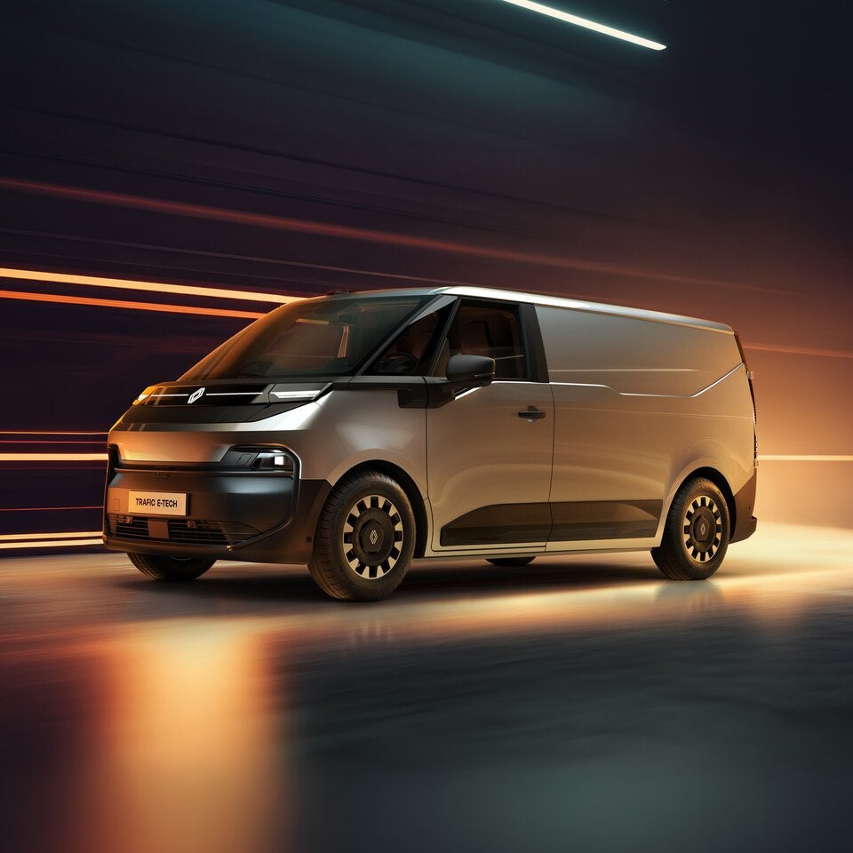 Moderner Auftritt mit klarer Renault-Designsprache – der neue E-Trafic bringt frischen Wind in die elektrische Transporterklasse. 