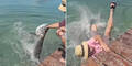 Schock-Video: Riesenfisch reißt Mann ins Meer