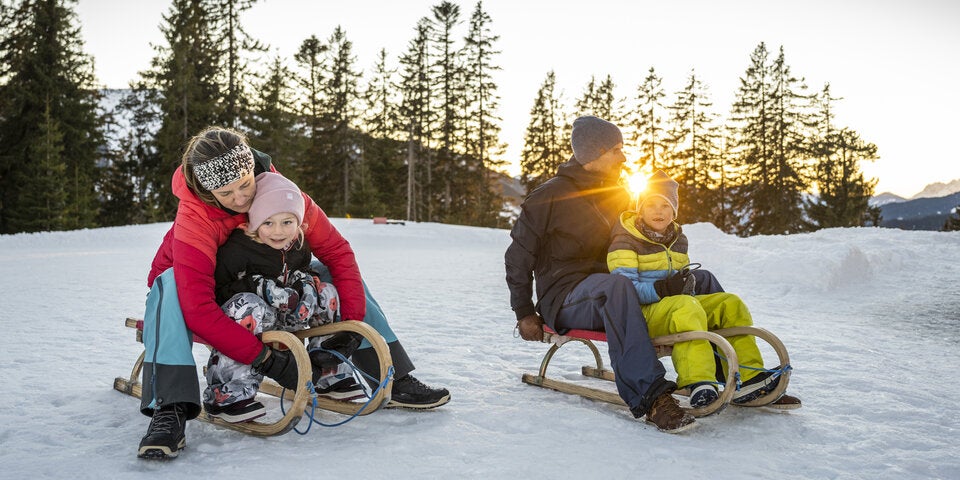 Ein rasanter Spaß ist die Rodelbahn Kleinbergalm.