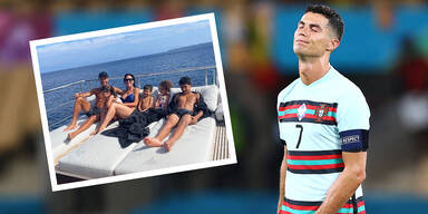 Ein frustrierter Cristiano Ronaldo mit einem Bild aus seinem Urlaub