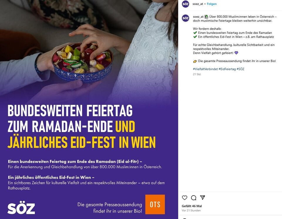 Öffentliches Eid-Fest zum Ramadam-Ende auf dem Wiener Rathausplatz gefordert.