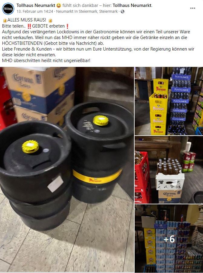 Im Lockdown: Lokal-Besitzer versteigert Getränke-Bestände