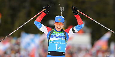 Schlussl&auml;uferin Saizewa jubelt &uuml;ber Gold