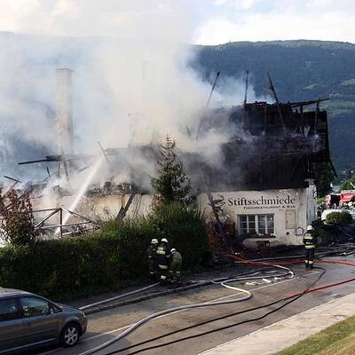 Hier brennt die Stiftsschmiede in Ossiach ab