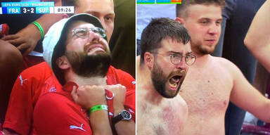 Schweizer Superfan Luca Loutenbach beim Achtelfinal-Krimi zwischen Schweiz und Frankreich