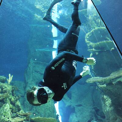 Schwimmstar Fabienne Nadarajah und andere Promis im Haus des Meeres