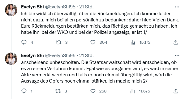 Sexuelle Belästigung von Makler: Tweets von NEOS-Politikerin Evelyn Shi