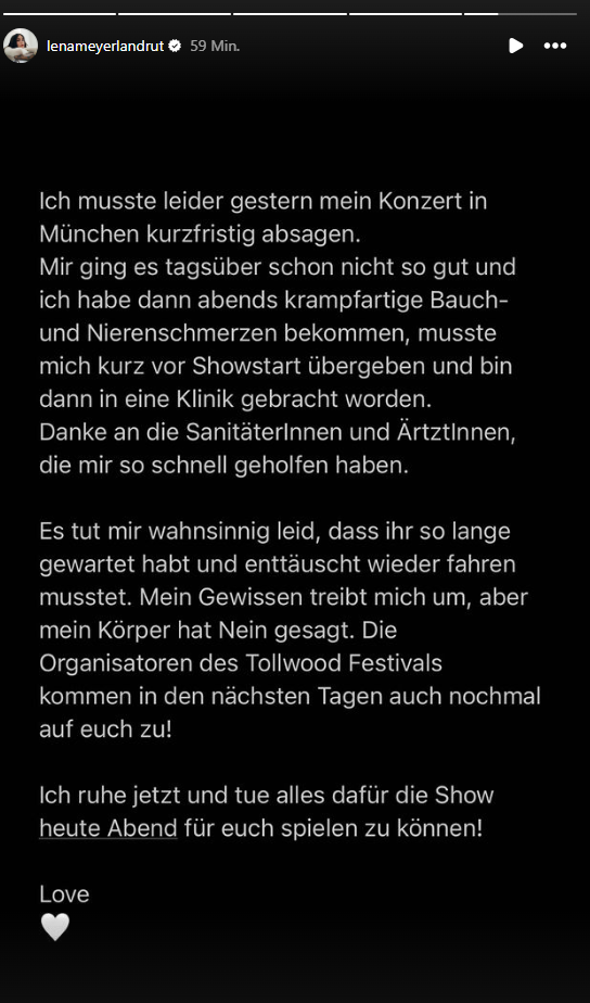 Große Sorge um Lena: Jetzt sagt sie das nächste Konzert ab