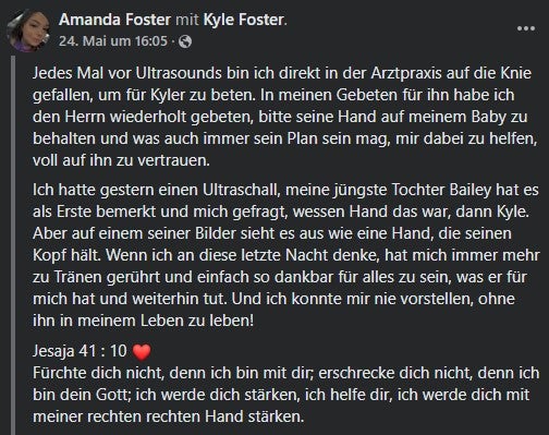 Amanda hat einen fast dreijährigen Sohn, der trotz anfänglicher Diagnose gesund zur Welt kam.