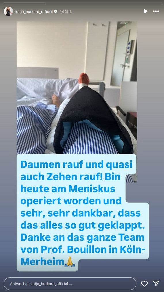 Katja Burkard gibt ein Update aus dem Krankenhaus. 