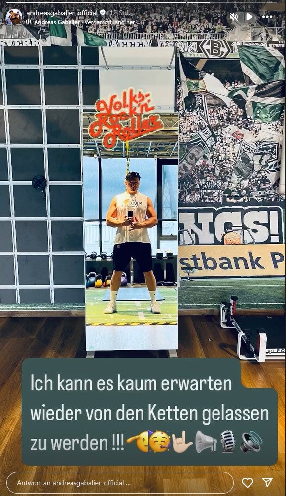 Andreas Gabalier zeigt sich im Fitnessstudio.