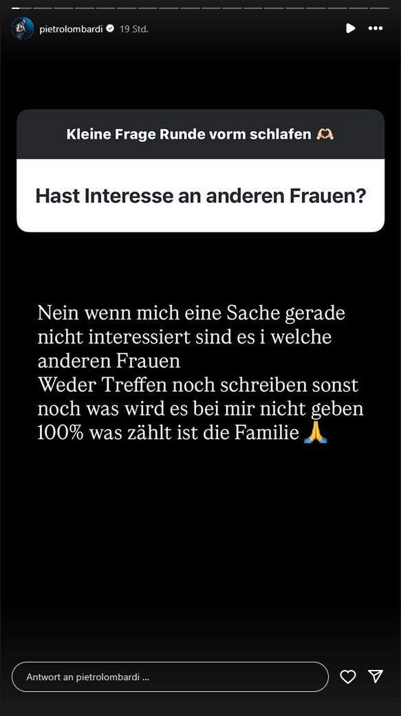 Pietro macht seinen Fans eine klare Ansage. 