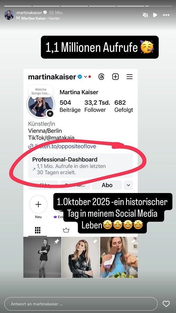 Martina Kaiser: 1,1 Millionen Aufrufe im September. 