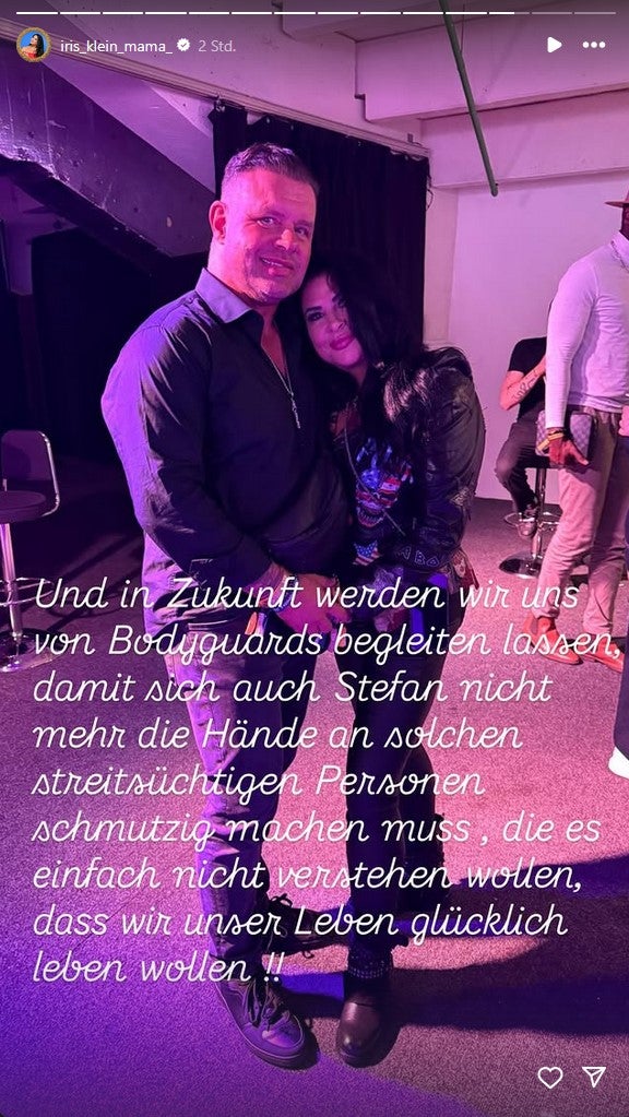 Iris Klein wolle sich in Zukunft von Bodyguards begleiten lassen. 