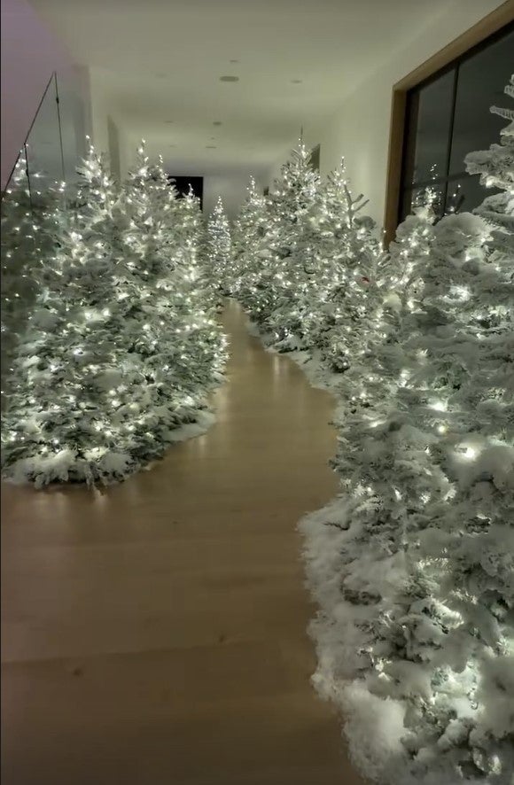 Dutzende Christbäume im Wohnzimmer.