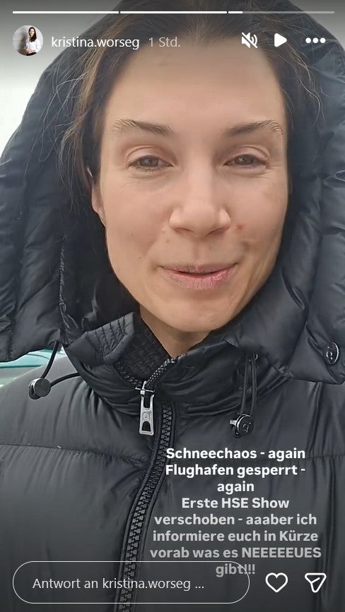 Kristina Worseg sitzt wegen des Schnees fest. 