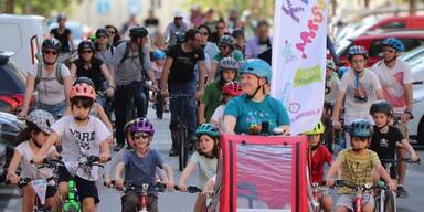 Kidical Mass Fahrraddemo Kinder Wien
