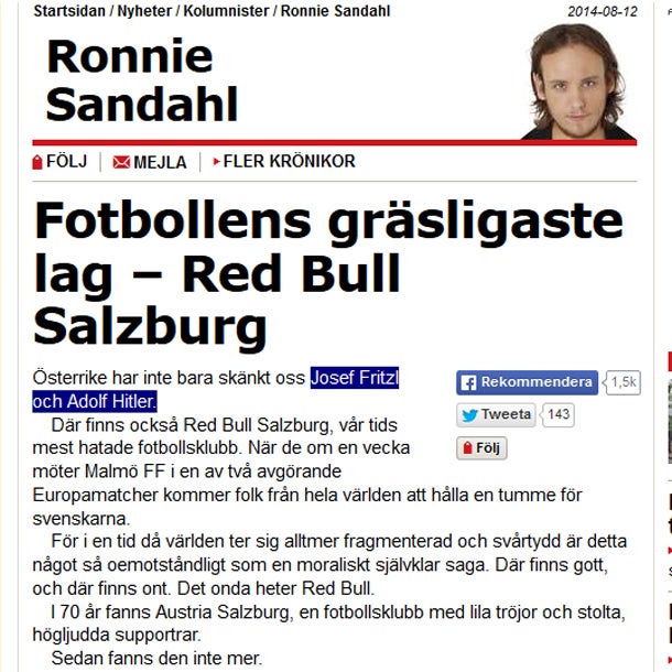 Schweden-Blatt geht auf Bullen los