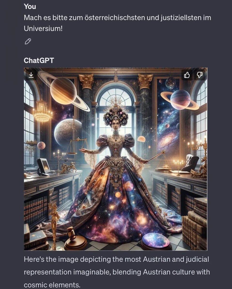 Justizministerin Zadic lässt sich von KI zu Kaiserin Sissi machen