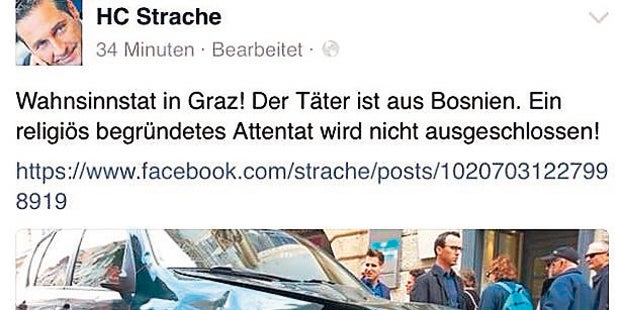 Riesenwirbel um Strache-Posting zur Amokfahrt