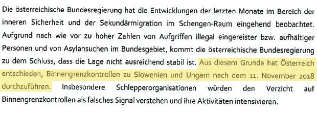 Kickl Grenzkontrollen Faksimile