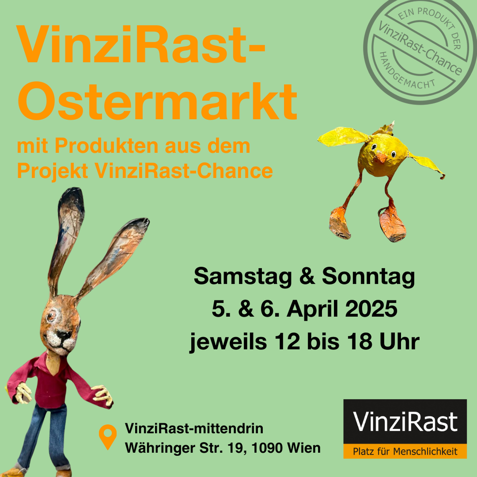 VinziRast: Ostermarkt und Osterbastelei am 5. und 6. April