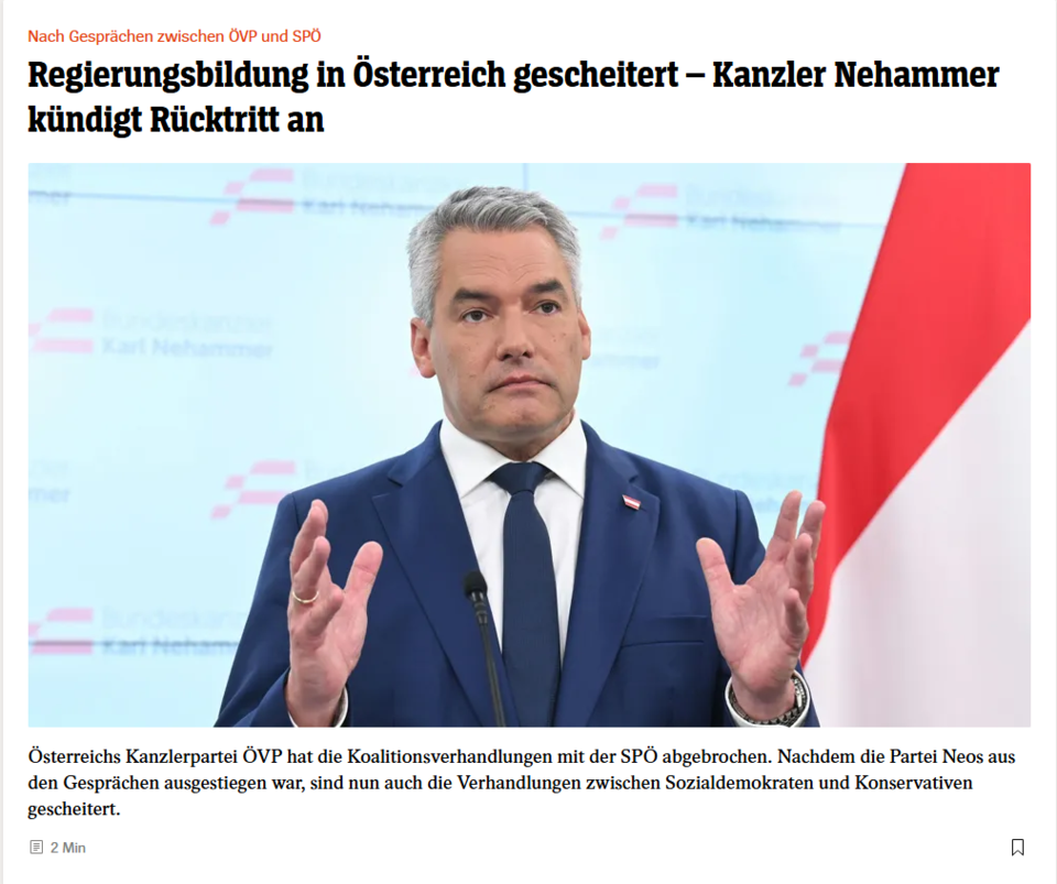 Nehammer-Rücktritt: So reagiert die internationale Presse