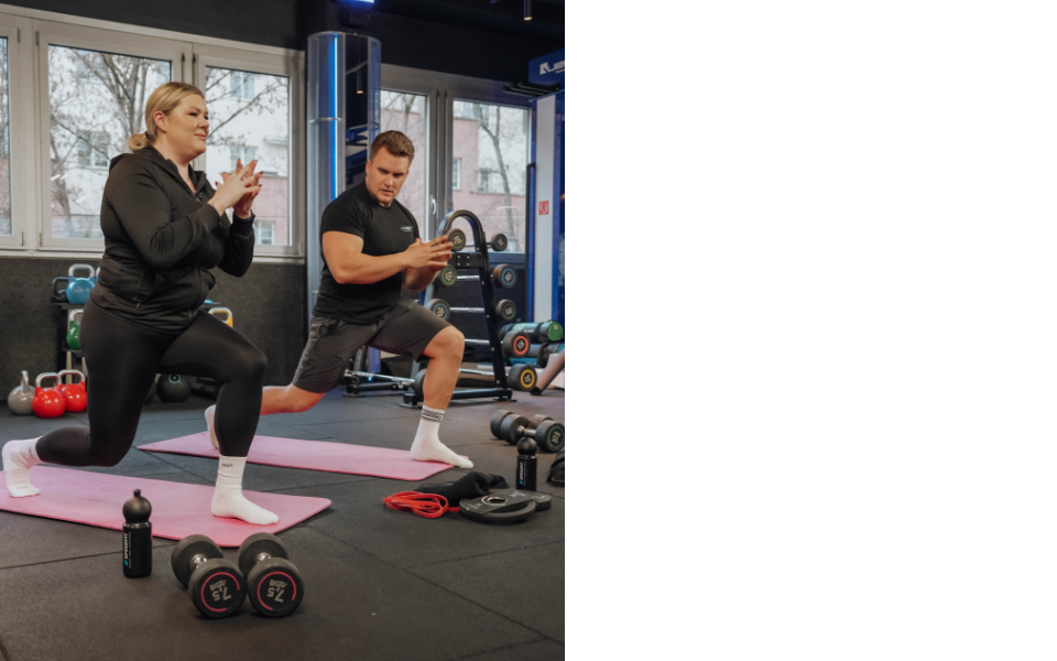 Kathi und Matthias zeigen Übungen, die Kraft, Stabilität und Balance kombinieren