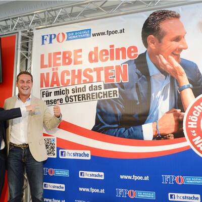 Heinz Christian Strache im Rahmen einer Pressekonferenz