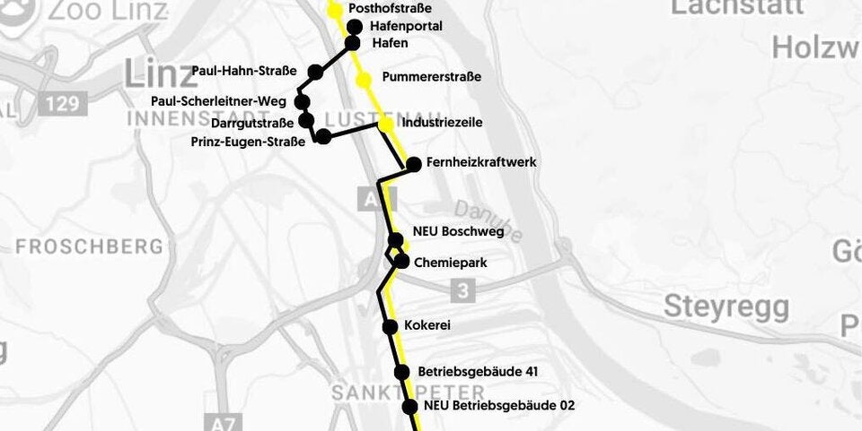 Mögliche Streckenführung der neuen Schnellbuslinien